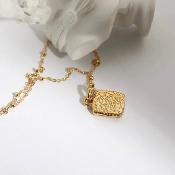 NEW Butterfly Pendant Necklace 18K Plated Beaded Chain Boho Fairy Vintage Style - Picture 9 of 10